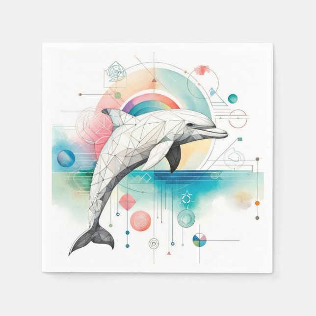 Modern Geometric Dolphin Napkins  (Front)