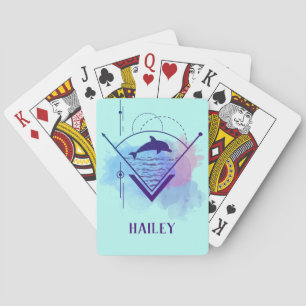 Modern Geometric Dolphin Personalized Playing Cards