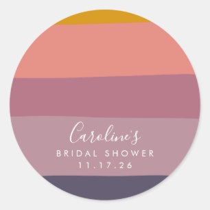 Modern Geometric Dusty Lilac Custom Bridal Shower Classic Round Sticker