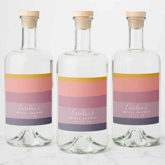 Modern Geometric Dusty Lilac Custom Bridal Shower  Liquor Bottle Label (Bottles)
