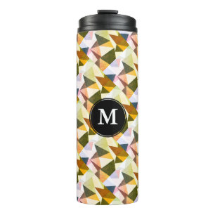 Modern Geometric Earth Tones Pyramids with Initial Thermal Tumbler