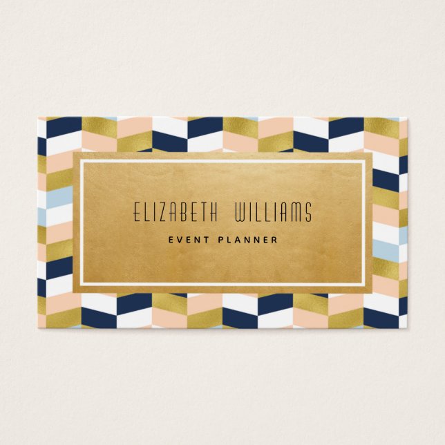 Modern Geometric Event Planner Business Card (Front)