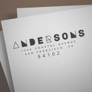 Modern Geometric Family Return Address Stamp