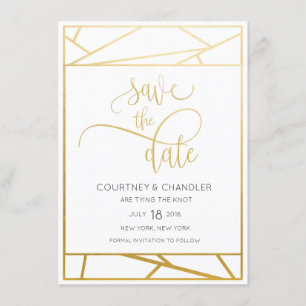 Modern Geometric Faux Gold Save the Date
