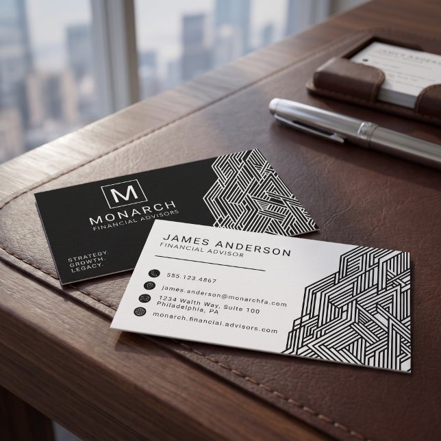 Modern Geometric Financial Advisor Business Card (Creator Uploaded)