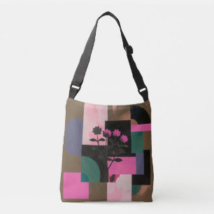 Modern Geometric Floral Collage Crossbody Bag