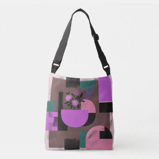 Modern Geometric Floral Composition Crossbody Bag