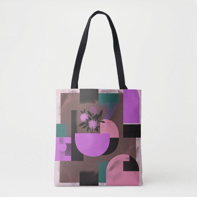 Modern Geometric Floral Composition Tote Bag (Front)