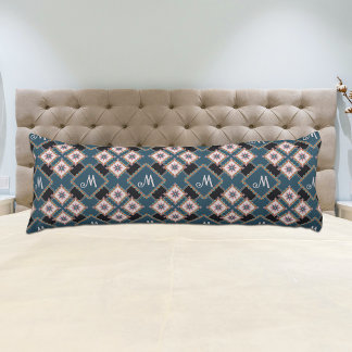 Modern Geometric Floral Monogram Flower Pattern Body Pillow