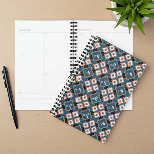 Modern Geometric Floral Monogram Flower Pattern Planner