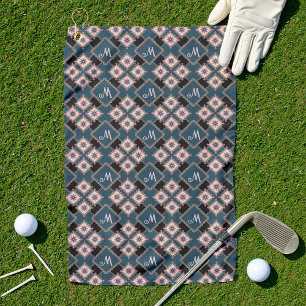 Modern Geometric Floral Monogram Pattern Unique Golf Towel