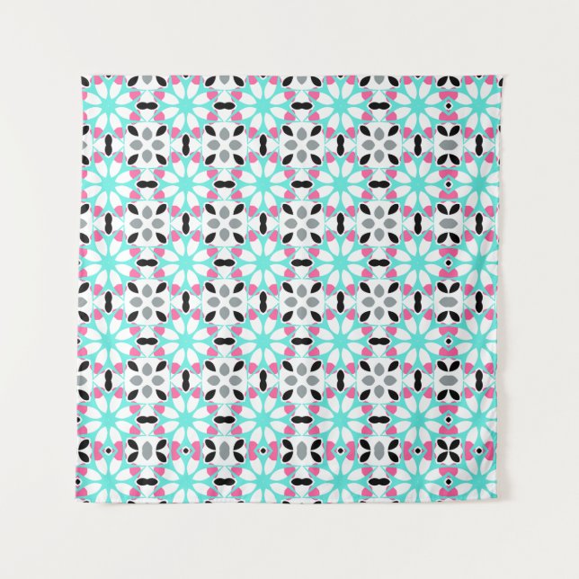 Modern Geometric Floral  Tapestry (Front)