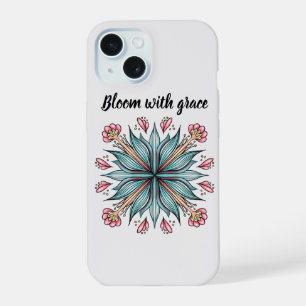 Modern Geometric Floral Typography - Blue Pink iPhone 15 Case