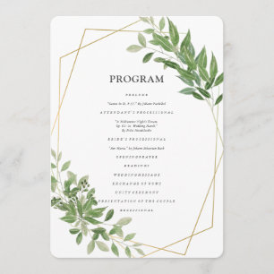 Modern Geometric Foliage Wedding Program