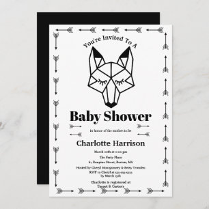 Modern Geometric Fox & Arrow Baby Shower Invitation