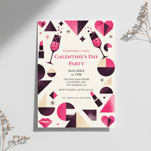 Modern Geometric Galentine's Invitation (Creator Uploaded)