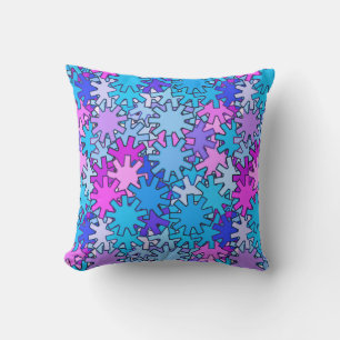 Modern Geometric Gears, Blue, Violet and Orchid Outdoor Pillow