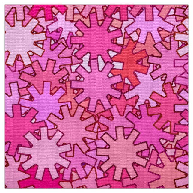 Modern Geometric Gears, Fuchsia and Pink Fabric (Swatch)