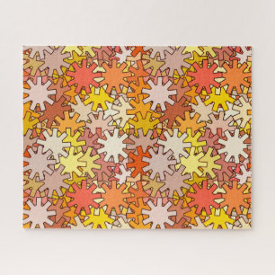 Modern Geometric Gears, Mustard Gold & Brown Jigsaw Puzzle