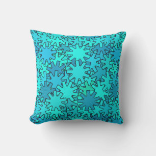 Modern Geometric Gears, Sea Blue and Turquoise Outdoor Pillow