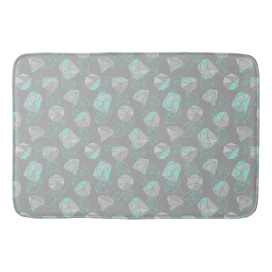 Modern Geometric Gems Pattern Grey & Aqua  Bath Mat