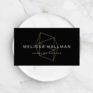 Modern Geometric Gemstone Black Business Card