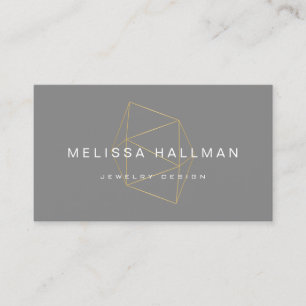 Modern Geometric Gemstone Grey Business Card