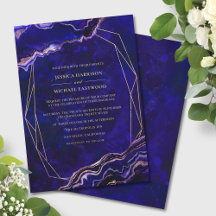 Modern Geometric Geode Deep Blue Agate Wedding