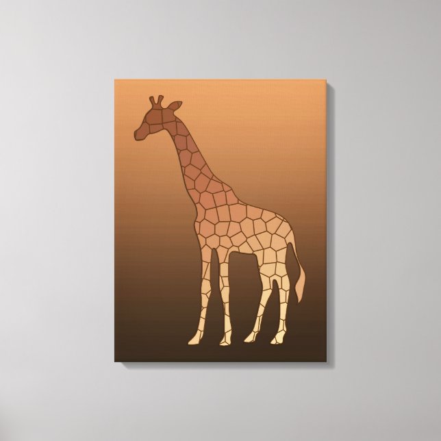 Modern Geometric Giraffe, Copper and Brown Canvas Print (Front)