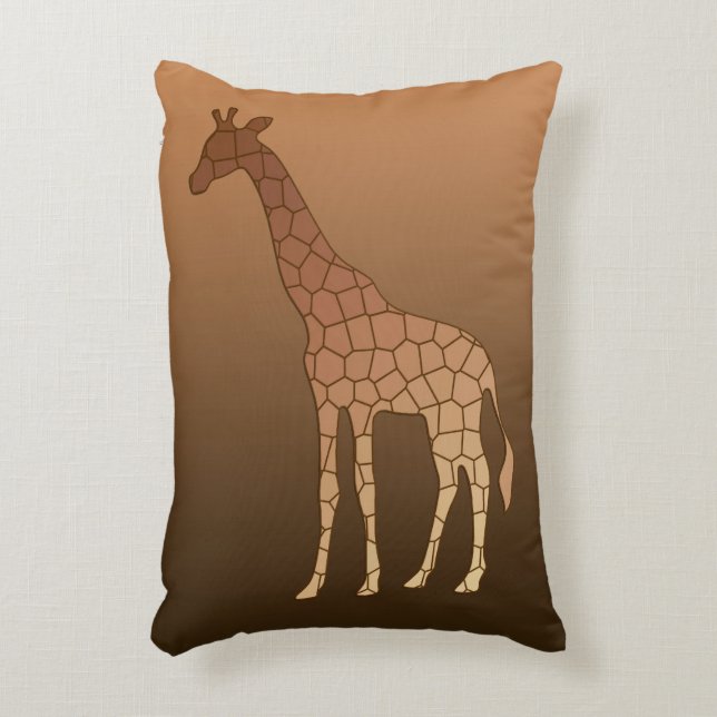 Modern Geometric Giraffe, Copper and Brown Decorative Pillow (Front(Vertical))