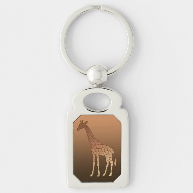 Modern Geometric Giraffe, Copper and Brown Keychain (Front)