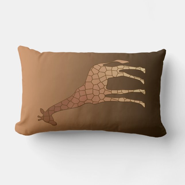 Modern Geometric Giraffe, Copper and Brown Lumbar Pillow (Front)
