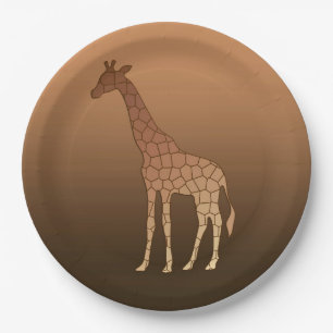 Modern Geometric Giraffe, Copper and Brown Paper Plate
