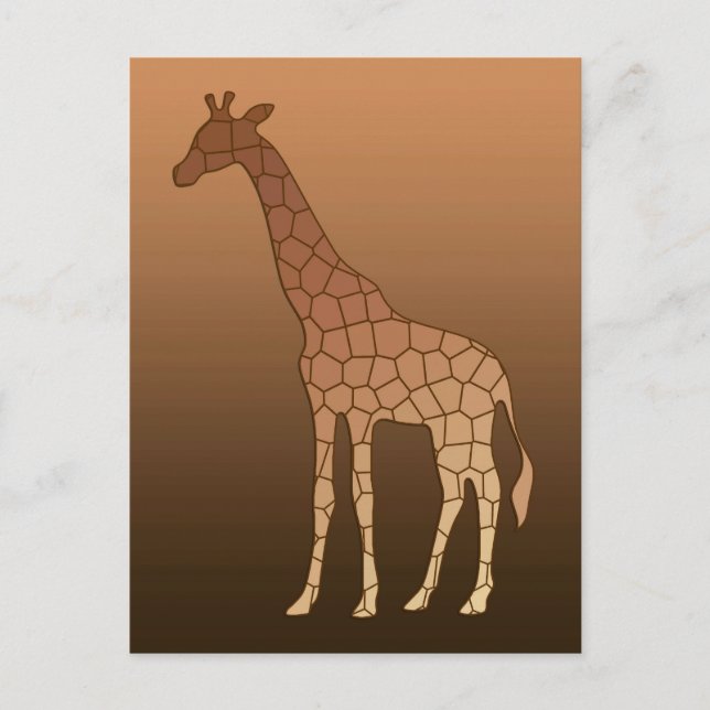 Modern Geometric Giraffe, Copper and Brown Postcard (Front)