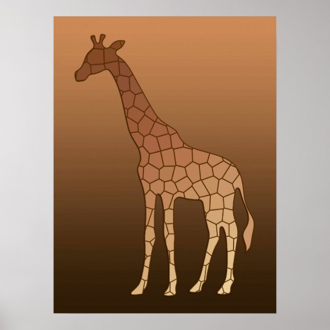 Modern Geometric Giraffe, Copper and Brown Poster (Front)