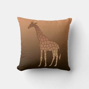 Modern Geometric Giraffe, Copper and Brown Throw Pillow