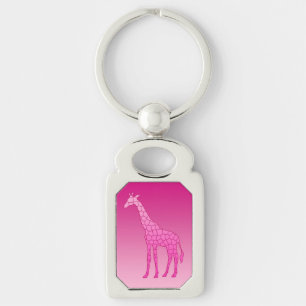 Modern Geometric Giraffe, Fuchsia and Light Pink Keychain