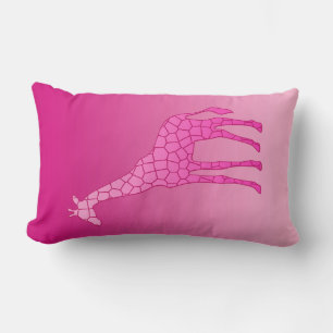 Modern Geometric Giraffe, Fuchsia and Light Pink Lumbar Pillow