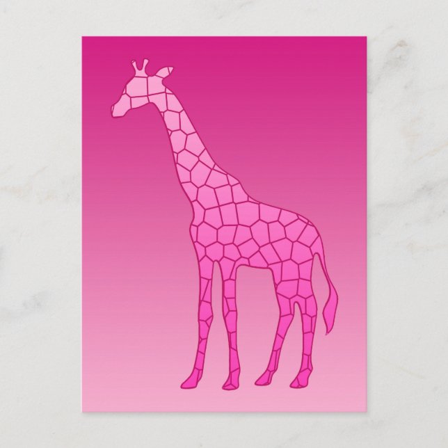 Modern Geometric Giraffe, Fuchsia and Light Pink Postcard (Front)