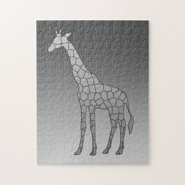 Modern Geometric Giraffe Silver Gray / Grey Jigsaw Puzzle (Vertical)