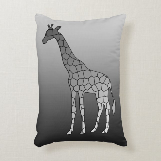 Modern Geometric Giraffe, Silver Grey / Grey Decorative Pillow (Front(Vertical))