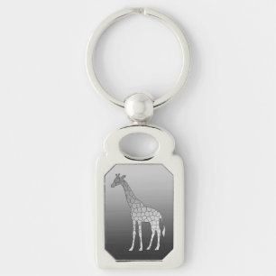 Modern Geometric Giraffe, Silver Grey / Grey Keychain