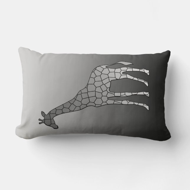 Modern Geometric Giraffe, Silver Grey / Grey Lumbar Pillow (Front)