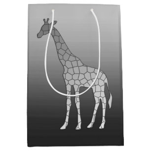 Modern Geometric Giraffe, Silver Grey / Grey Medium Gift Bag