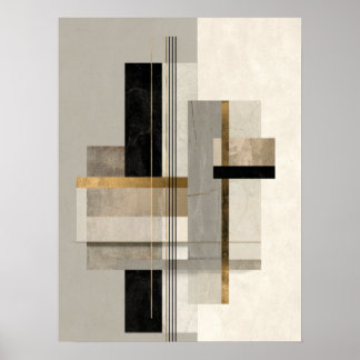 Modern Geometric Gold Abstract Art Poster