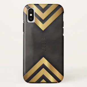 Modern geometric gold and black background iPhone XS case