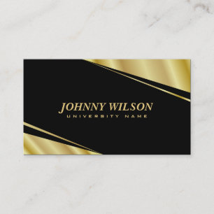 Modern Geometric Gold & Black Graduate Student Calling Card