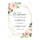 Modern Geometric Gold Blush Floral Wedding Sign