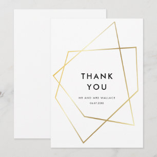 Modern geometric gold frame Thank you card