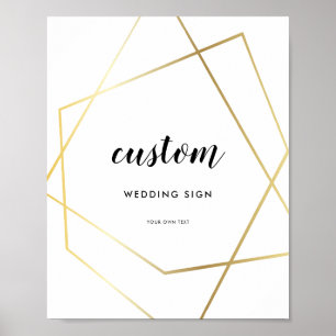 Modern geometric gold frame wedding poster